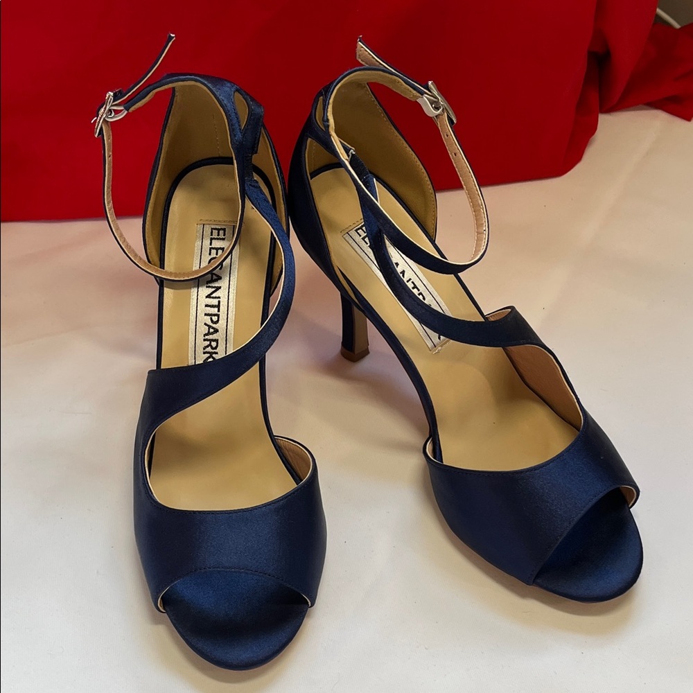 Navy Blue Peep Toe Heels